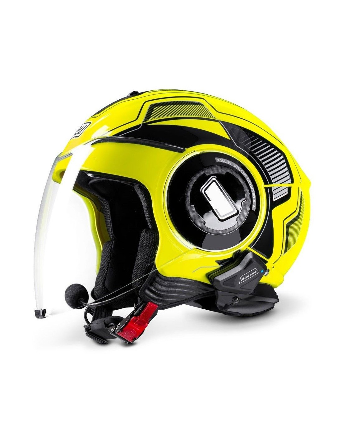 Intercomunicador para moto Midland Single, puede conectar hasta tres aparatos.