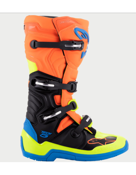BOTA ALPINESTARS TECH-5 NEGRA NARANJA FLUOR AZUL