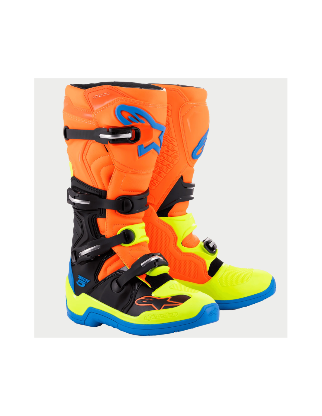 BOTA ALPINESTARS TECH-5 NEGRA NARANJA FLUOR AZUL